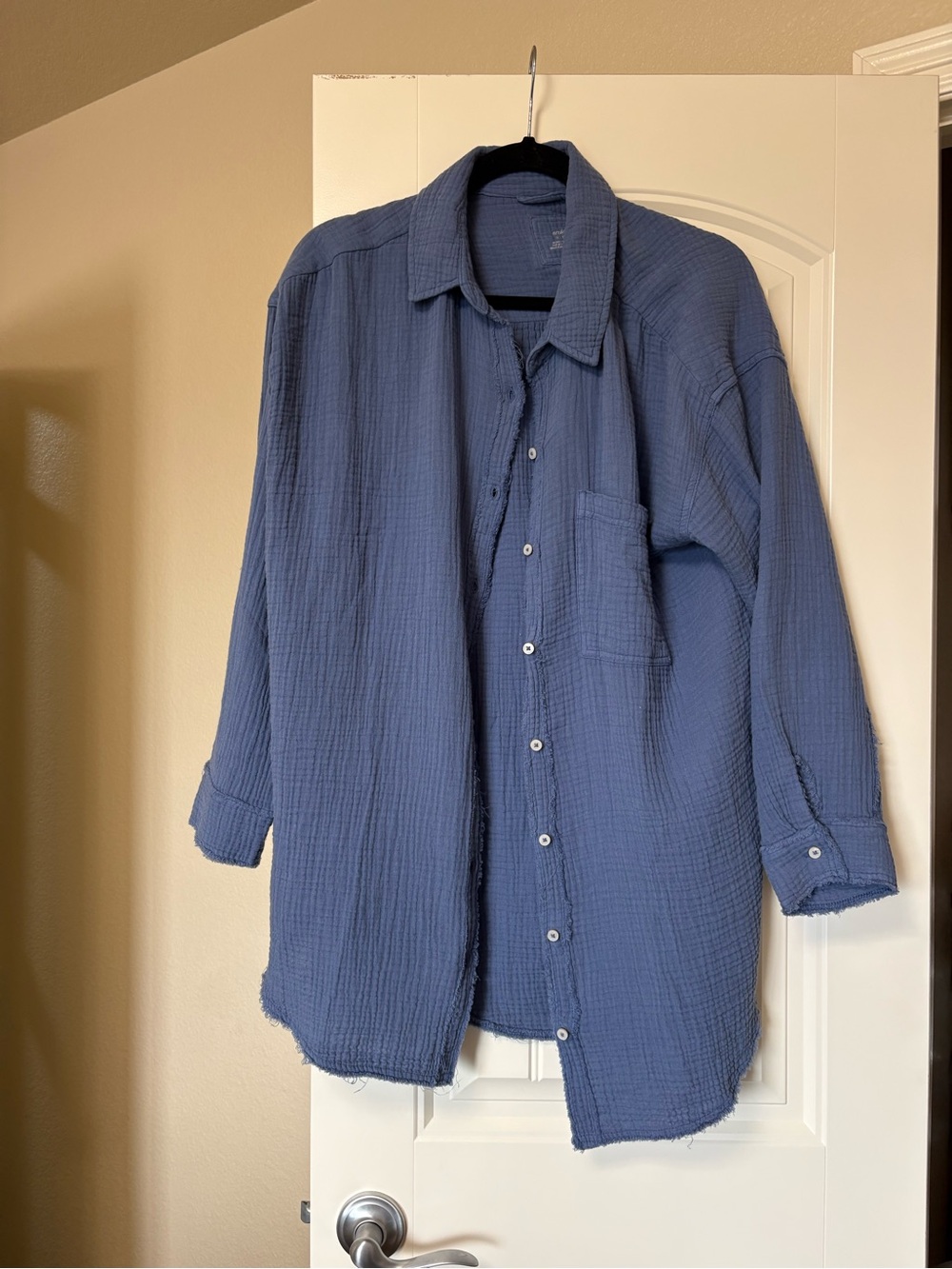aerie Blue Button-Front Gauze Shirt